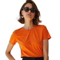 Camiseta Feminina Plus Size T-shirt Algodão Premium Lisa Baby Look Camiseta Feminina Plus Size T-shirt Algodão Premium Lisa Baby Look