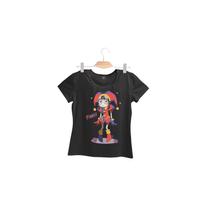 Camiseta feminina Pomni Circo Digital - preta