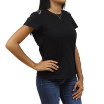 Camiseta Feminina Preta Clássica Tassa 33244 Camiseta Feminina Preta Clássica Tassa 33244