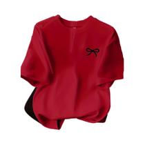 Camiseta Feminina Preta Com Estampa De Laço, Casual, De Manga Curta, Confortável E Macia Para O Camiseta Feminina Preta Com Estampa De Laço, Casual, De Manga Curta, Confortável E Macia Para O