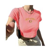 Camiseta Feminina Preta de Algodão - Manga Curta, Gola O, Bordado Harajuku - Estilo Sexy