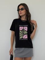 Camiseta Feminina Preta Deus Cumpre Suas Promessas