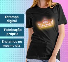 Camiseta Feminina Preta Manga Curta Blessed Moda Evangélica Cristã Gospel