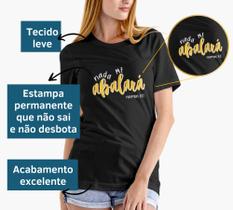 Camiseta Feminina Preta Manga Curta Nada me abalará Moda Evangélica Cristã Gospel