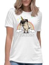 Camiseta feminina pugicorn camisa unicórnio pug fofo