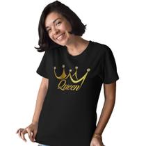 Camiseta Feminina Queen Mãe Rainha Coroa Dourada Presente