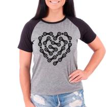 Camiseta Feminina Raglan Cinza Bike Bicicleta Ciclista 05