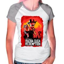 Camiseta Feminina Raglan Cinza Branca Sr Madruga Chaves 02 - DESIGN CAMISETAS