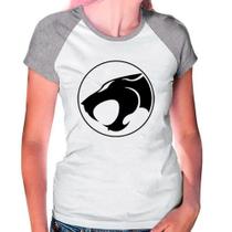 Camiseta Feminina Raglan Cinza Branco Desenho Thundercast 02