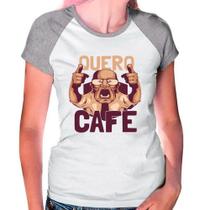 Camiseta Feminina Raglan Cinza Branco Quero Café 01