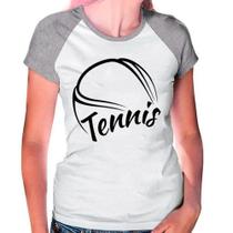 Camiseta Feminina Raglan Cinza Branco Tennis Esporte 03