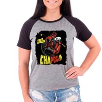 Camiseta Feminina Raglan Cinza Chapolin Chaves Desenho 01