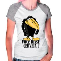 Camiseta Feminina Raglan Cinza Picapau Jubileu Cerveja