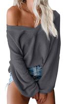 Camiseta feminina ReachMe, sem ombro, waffle, cinza escuro, 2GG