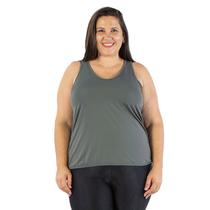 Camiseta Feminina Regata UV 50+ Detalhe Atráz New Trip Cinza