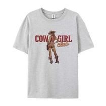 Camiseta Feminina Retrô Boho Cowgirl Club Solta Vintage Ocidental Gráfico Rodeio Roupas Da Moda