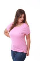 Camiseta Feminina Rosa Claro Estampa Logomarca Lateral