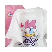Camiseta Feminina Rosa com Estampa de Margaridas - Manga Curta e Gola Redonda