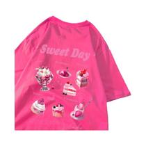 Camiseta Feminina Rosa com Estampa de Sorvete - Algodão Macio e Respirável