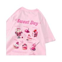 Camiseta Feminina Rosa com Estampa de Sorvete - Algodão Macio e Respirável