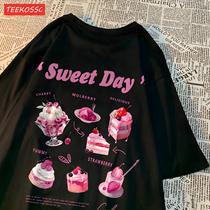 Camiseta Feminina Rosa com Estampa de Sorvete - Algodão Macio e Respirável