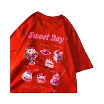 Camiseta Feminina Rosa com Estampa de Sorvete - Algodão Macio e Respirável