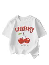 Camiseta feminina RoseSeek Cherry Leopard de manga curta 10Y Camiseta feminina RoseSeek Cherry Leopard de manga curta 10Y