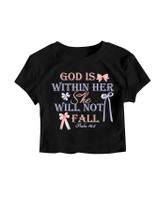 Camiseta feminina RoseSeek com estampa de laço com letra e laço, manga curta, 9Y Camiseta feminina RoseSeek com estampa de laço com letra e laço, manga curta, 9Y