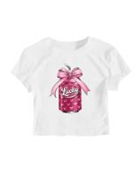 Camiseta feminina RoseSeek Letter Bow com estampa de manga curta 14Y Camiseta feminina RoseSeek Letter Bow com estampa de manga curta 14Y