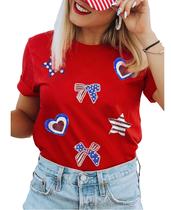 Camiseta feminina SELINK de manga curta de verão com estampa de carnaval Camiseta feminina SELINK de manga curta de verão com estampa de carnaval
