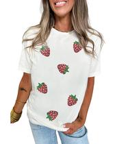 Camiseta feminina SELINK de verão com estampa de manga curta Camiseta feminina SELINK de verão com estampa de manga curta