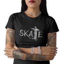 Camiseta Feminina Skate Sk8 Cristo Redentor Rio J Baby Look - Hipsters
