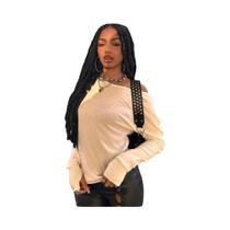 Camiseta Feminina Slim Fit Com Decote Redondo, Cor Sólida, Manga Longa, Moda Streetwear, Tendência