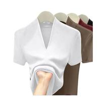 Camiseta Feminina Slim Fit De Algodão Com Decote Em V Verão 2025 Sexy Casual Básica De Manga Curta