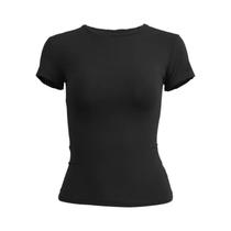 Camiseta Feminina Slim Fit De Manga Curta Com Decote Redondo, Estilo Esportivo Y2K