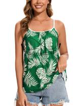 Camiseta feminina solta ANYFITTING com sutiã embutido verde Camiseta feminina solta ANYFITTING com sutiã embutido verde