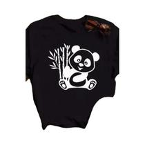 Camiseta Feminina Solta De Verão Com Estampa De Panda E Coração, Manga Curta, Casual, Blusa Feminina