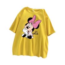 Camiseta Feminina Solta Mickey Mouse Meia Manga Verão Estilo Coreano Roupa Combinando Para a Família