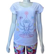 Camiseta Feminina Soltinha Estampa Yoga Meditação Chakras - Elementarium