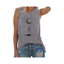 Camiseta Feminina Soltinha Sem Mangas - Gola Redonda com Estampa Engraçada de Esqueleto Espacial