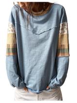 Camiseta feminina SOLY HUX, boho, floral, gola redonda, manga comprida Camiseta feminina SOLY HUX, boho, floral, gola redonda, manga comprida