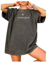 Camiseta feminina SOLY HUX com estampa de letras vintage cinza escuro XXL