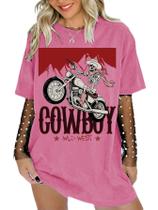 Camiseta feminina SOLY HUX, estampada vintage, rosa grande