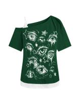 Camiseta feminina SOLY HUX Gothic Grunge Cold Shoulder verde