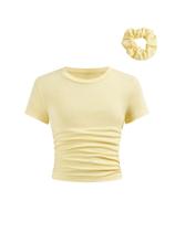 Camiseta feminina SOLY HUX, manga curta, gola redonda, modelagem justa, 10Y Camiseta feminina SOLY HUX, manga curta, gola redonda, modelagem justa, 10Y