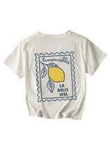 Camiseta feminina SweatyRocks com estampa de limão, manga curta, branca Camiseta feminina SweatyRocks com estampa de limão, manga curta, branca