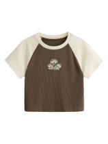Camiseta feminina SweatyRocks com estampa gráfica curta bege/marrom