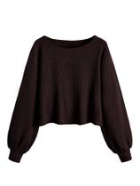 Camiseta feminina SweatyRocks de manga comprida com nervuras de chocolate 8Y