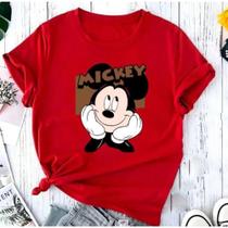 Camiseta Feminina T-Shirt 100 % Algodão Estampada Mickey Mouse Casual