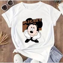 Camiseta Feminina T-Shirt 100 % Algodão Estampada Mickey Mouse Casual